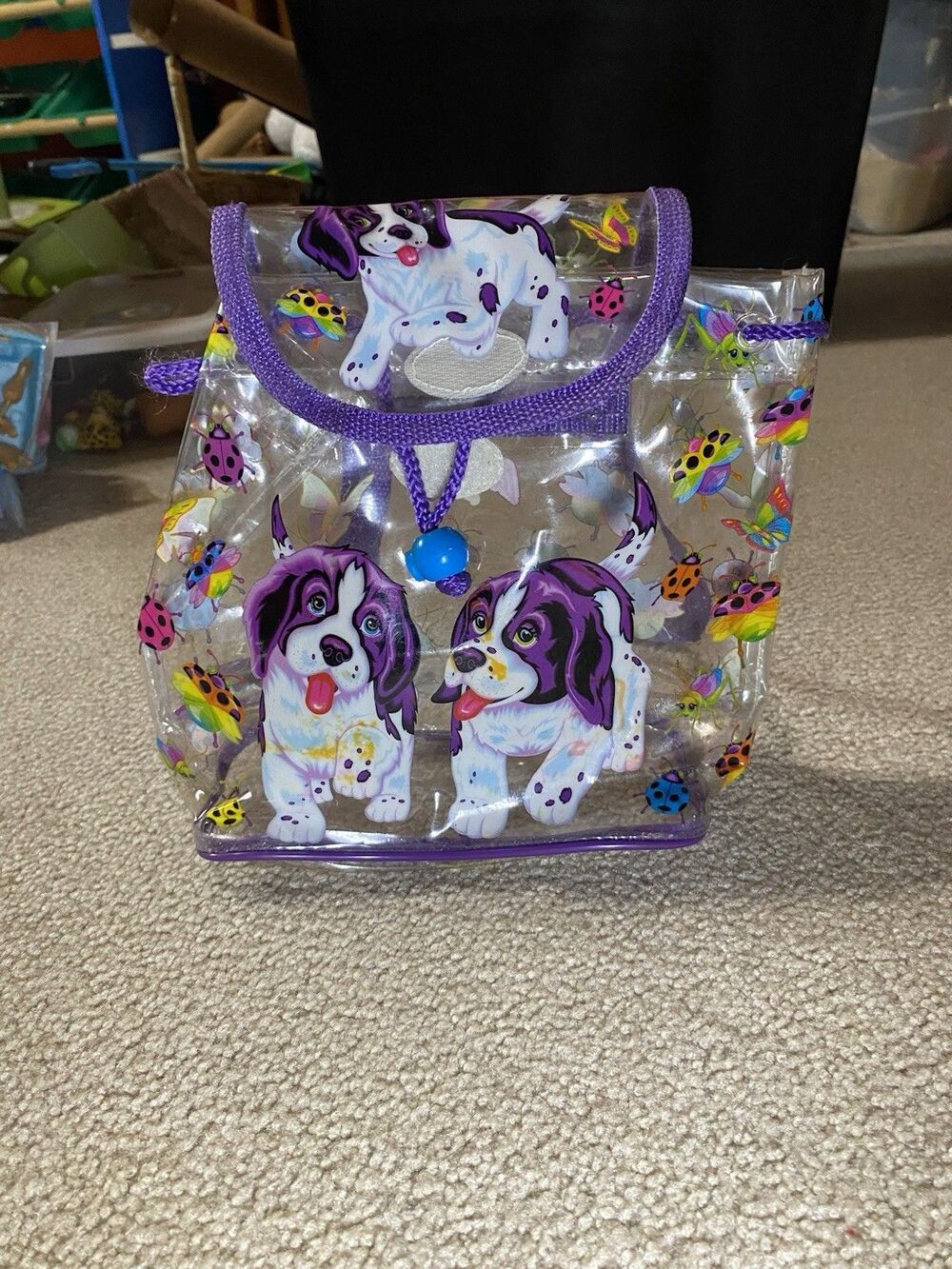 Vintage Lisa Frank Clear Mini Backpack Puppies Ladybugs 90s Y2K Size Small